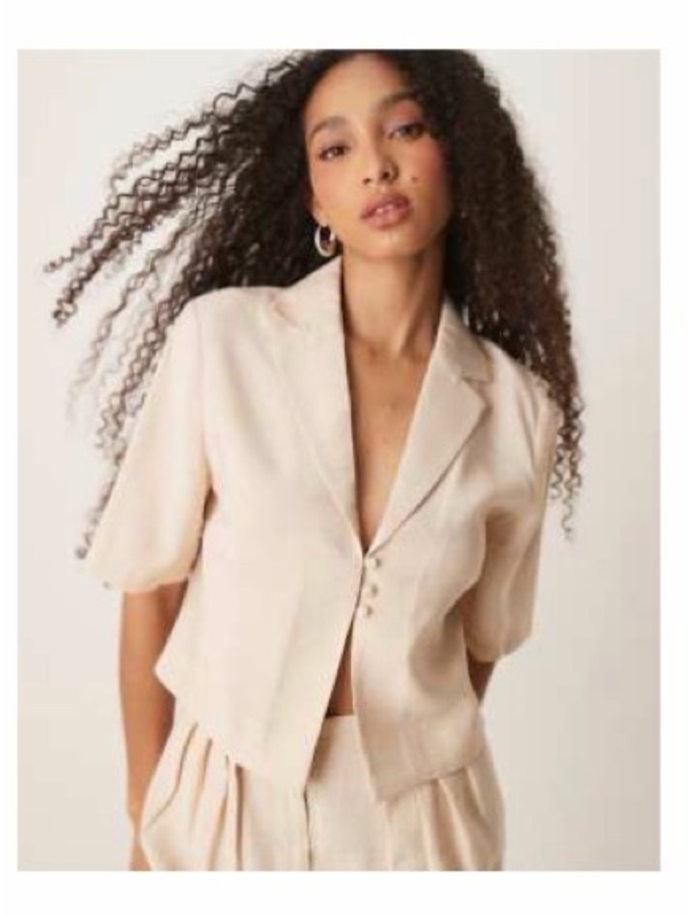 NWT! ASOS Cream Short Sleeve Button-Down tailored Shirt